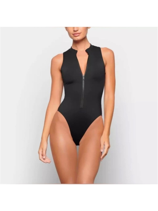 SKIMS Other - SKIMS Zip Front High Neck One Piece Swimsuit Black 3X Recycled Nylon NWOT